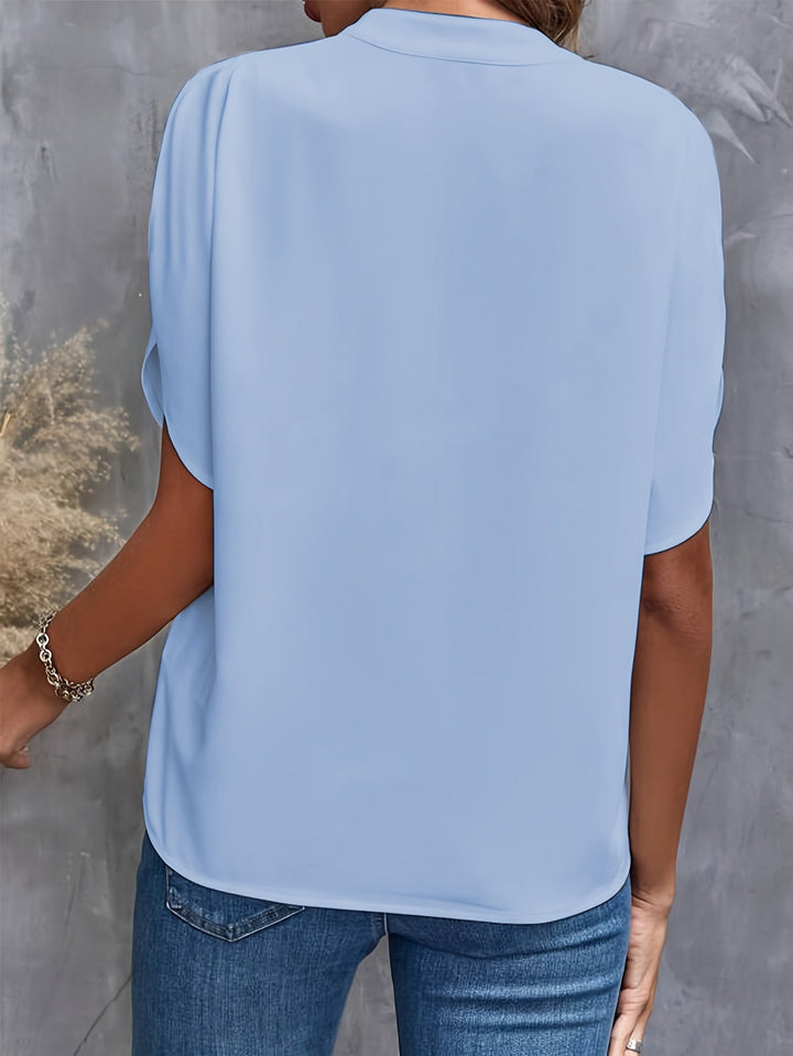 Mina | Women's Luxurious Elegant Blouse with V-Neck and Short Sleeve