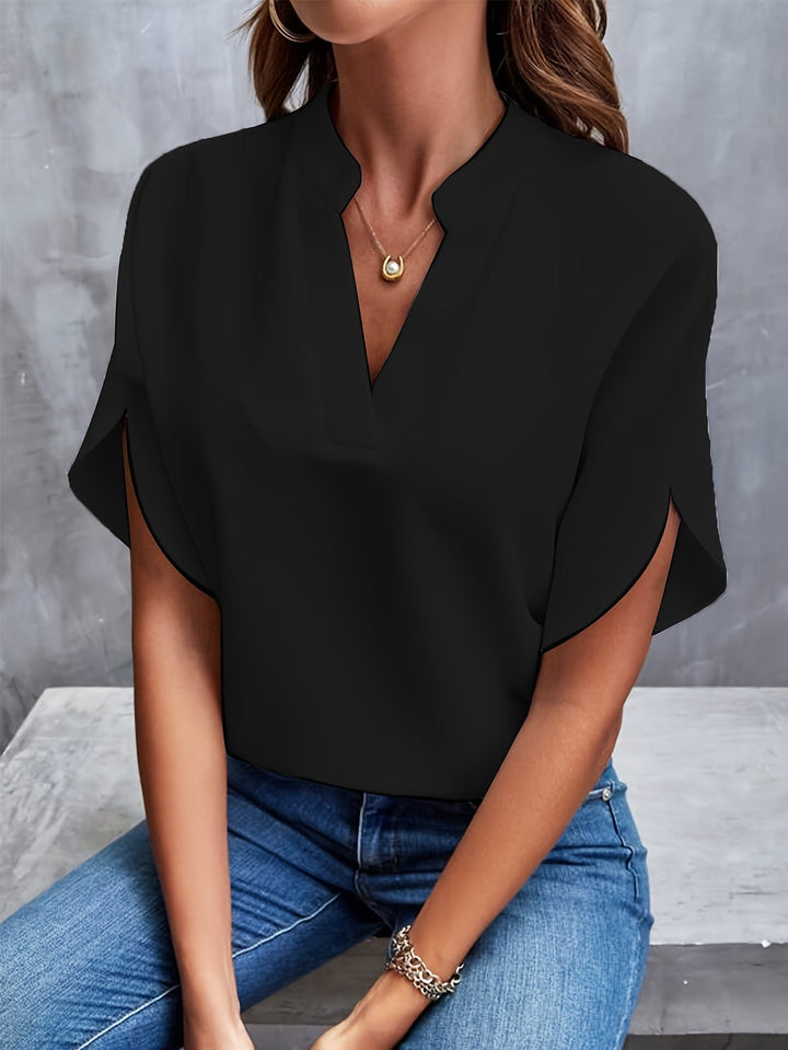 Mina | Women's Luxurious Elegant Blouse with V-Neck and Short Sleeve