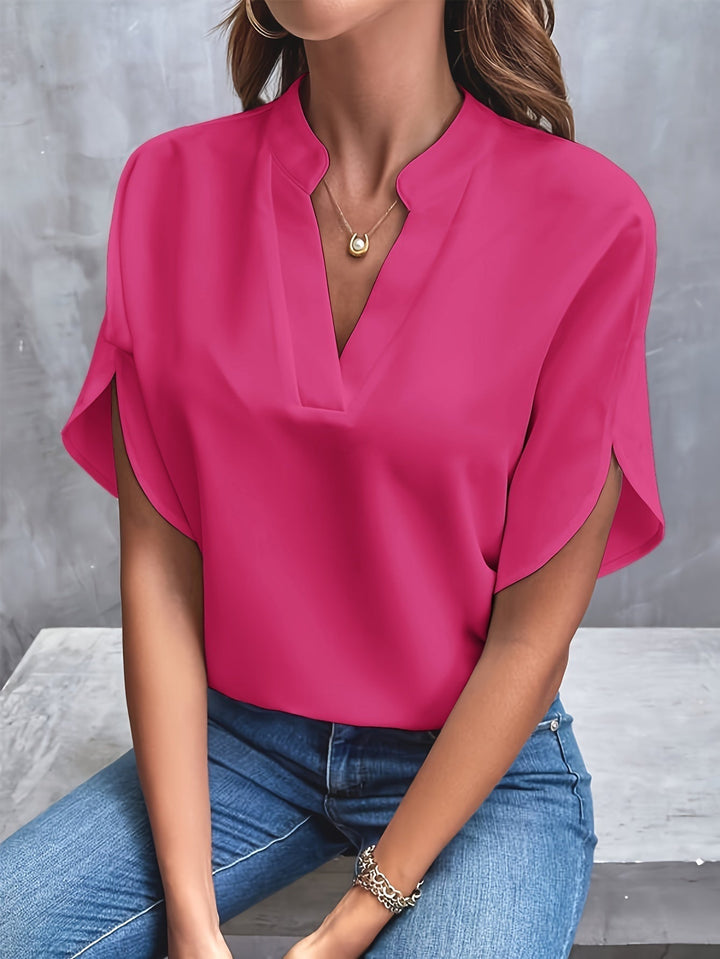 Mina | Women's Luxurious Elegant Blouse with V-Neck and Short Sleeve