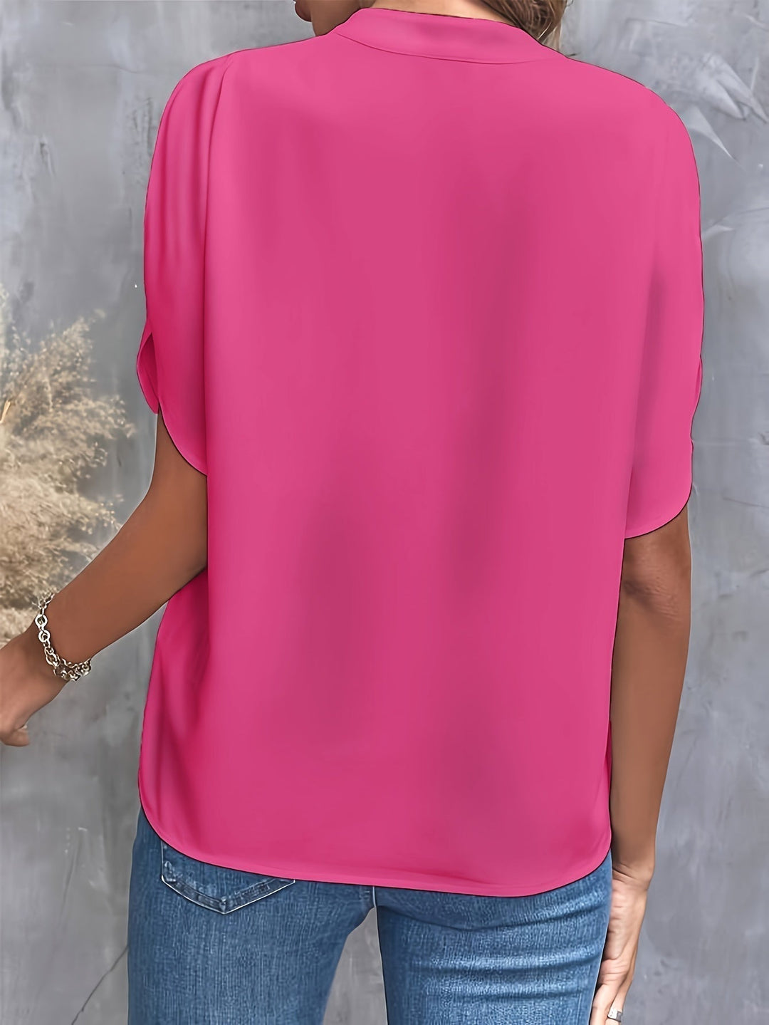 Mina | Women's Luxurious Elegant Blouse with V-Neck and Short Sleeve
