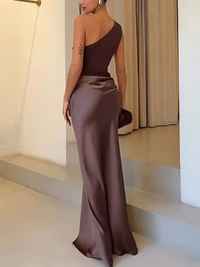 Anita | Women's Chic One-Shoulder Pleated Maxi Dress for Parties