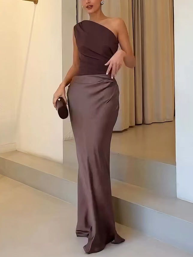 Anita | Women's Chic One-Shoulder Pleated Maxi Dress for Parties