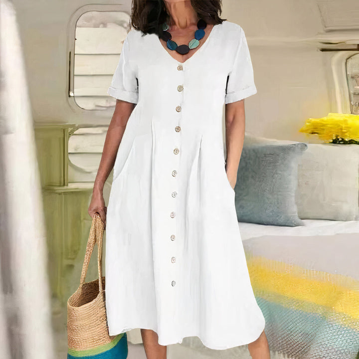 Briar | Women's Relaxed Effortless Buttoned Midi Dress with Pockets