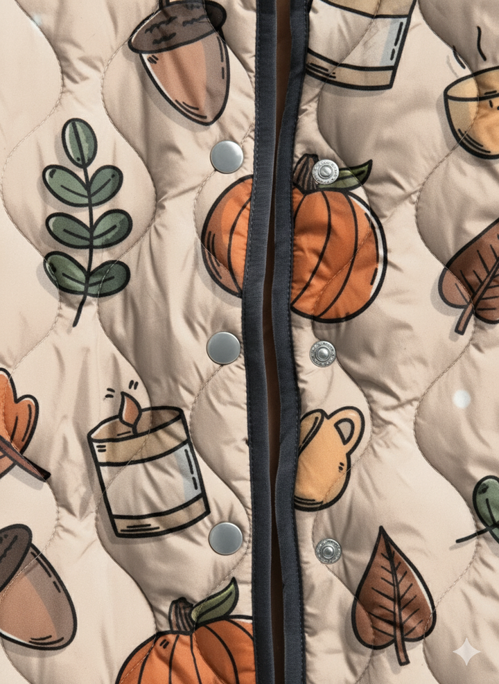 Women's Relaxed Cozy Autumn Print Quilted Jacket