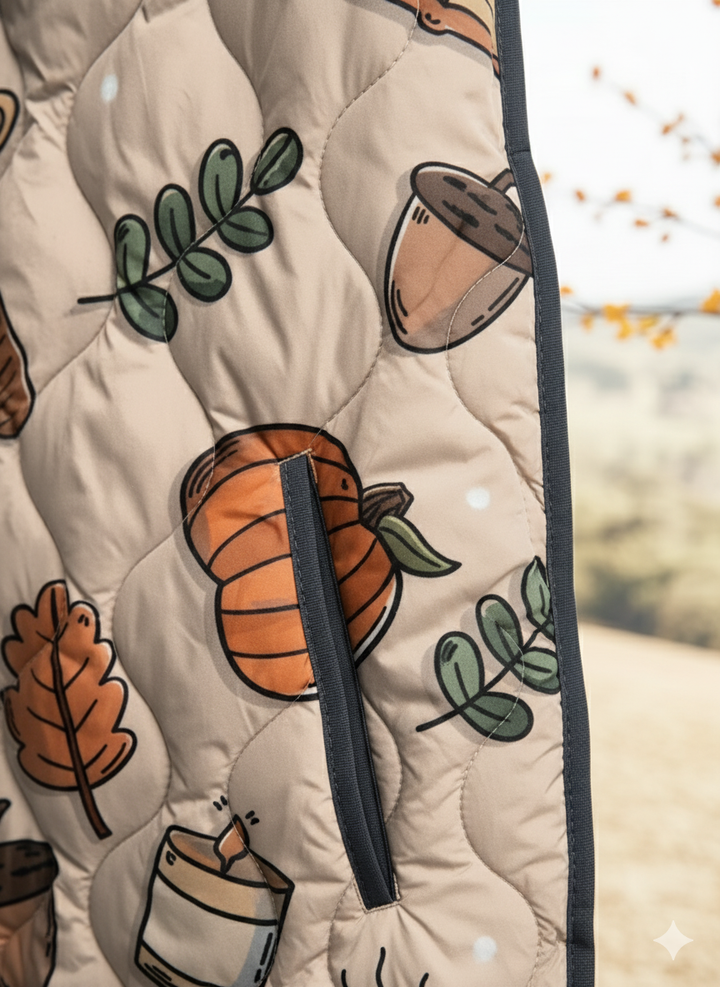 Women's Relaxed Cozy Autumn Print Quilted Jacket