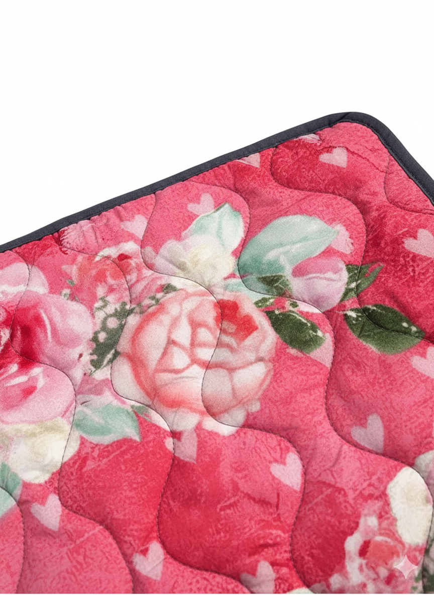 Women's Relaxed Romantic Rose Print Quilted Jacket