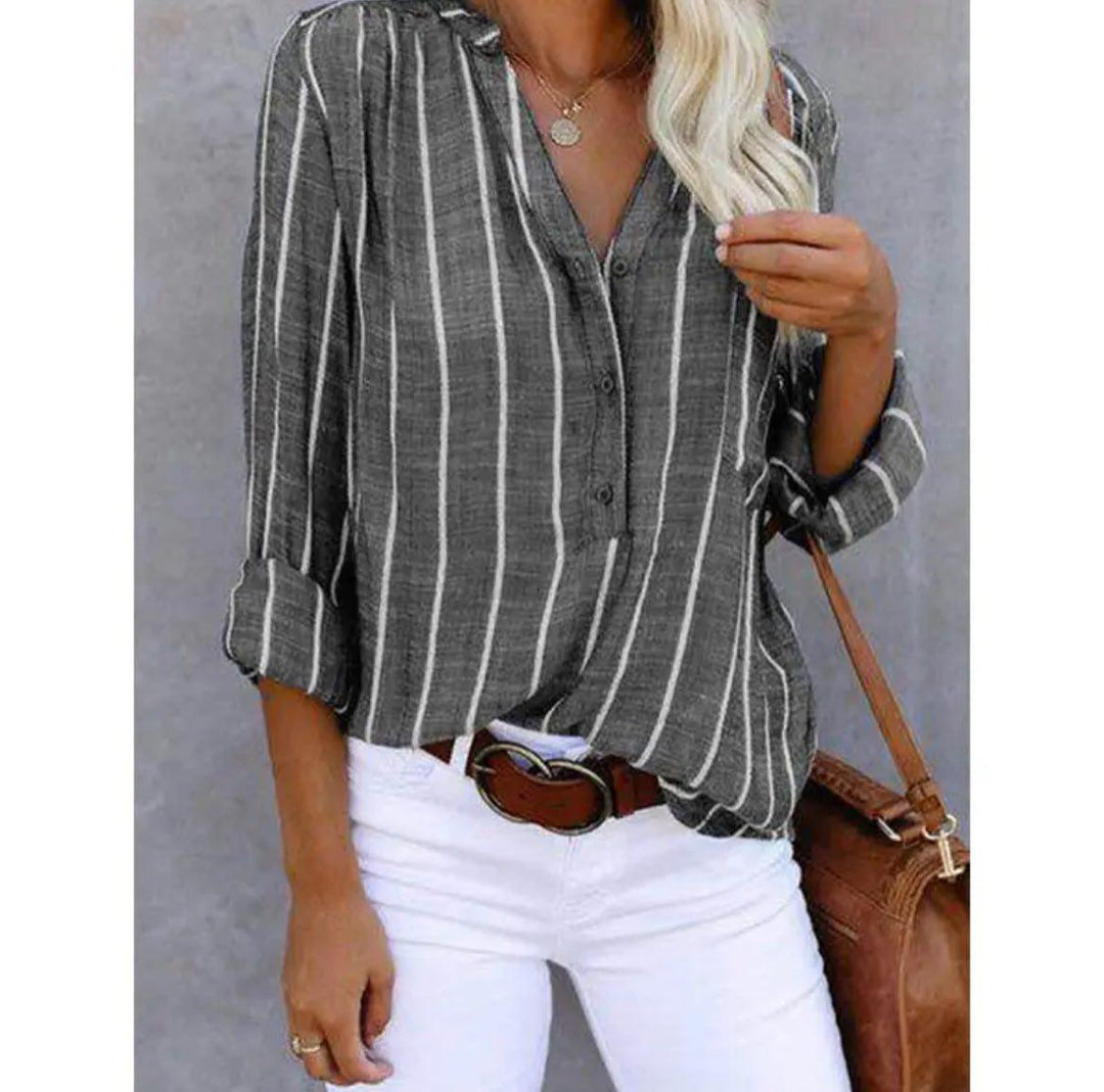 Candace | Women's Striped Casual Blouse with Long Sleeve