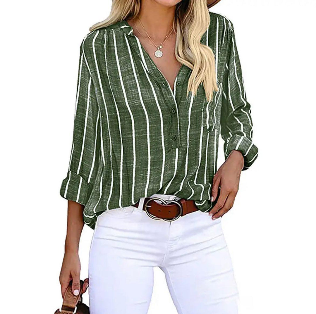 Candace | Women's Striped Casual Blouse with Long Sleeve