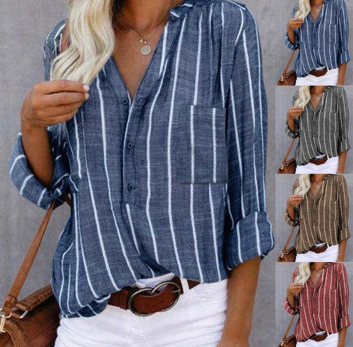 Candace | Women's Striped Casual Blouse with Long Sleeve