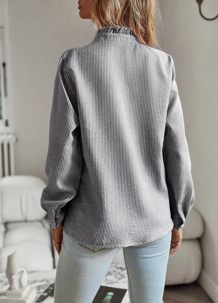 Belle | Women's Elegant Polo Blouse with Ruffle Detail