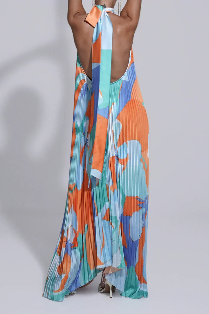 Isla | Women's Elegant Halter Pleated Maxi Dress