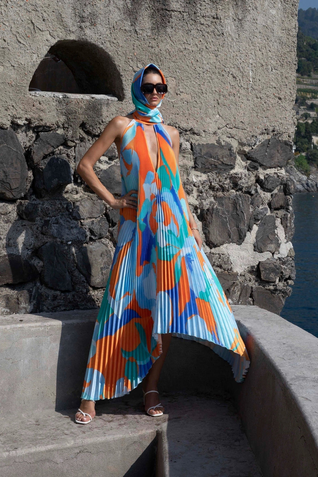 Isla | Women's Elegant Halter Pleated Maxi Dress