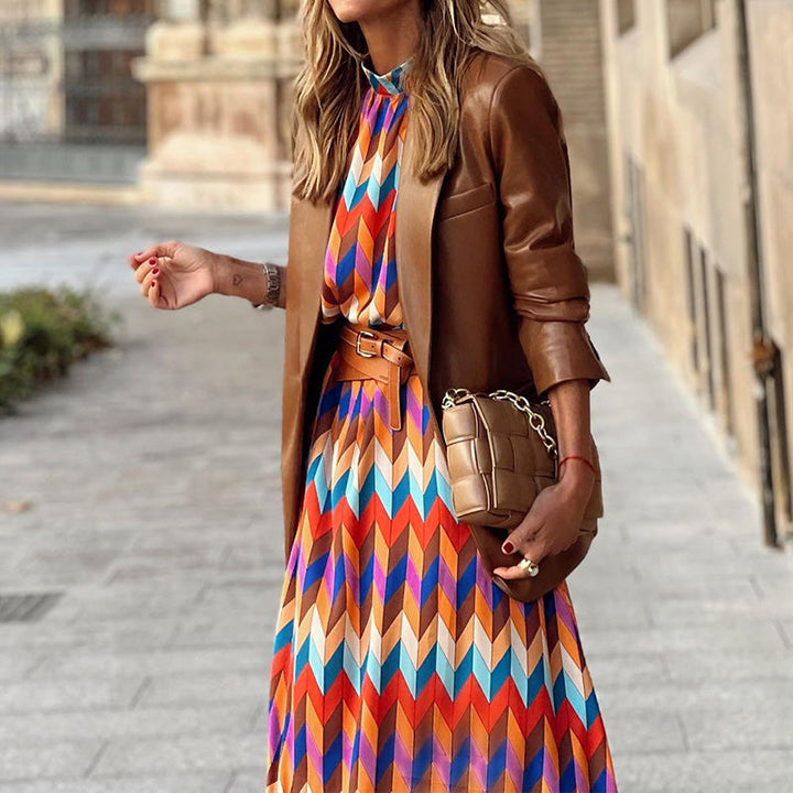Cassandra | Women's Relaxed Vibrant Geometric Maxi Dress