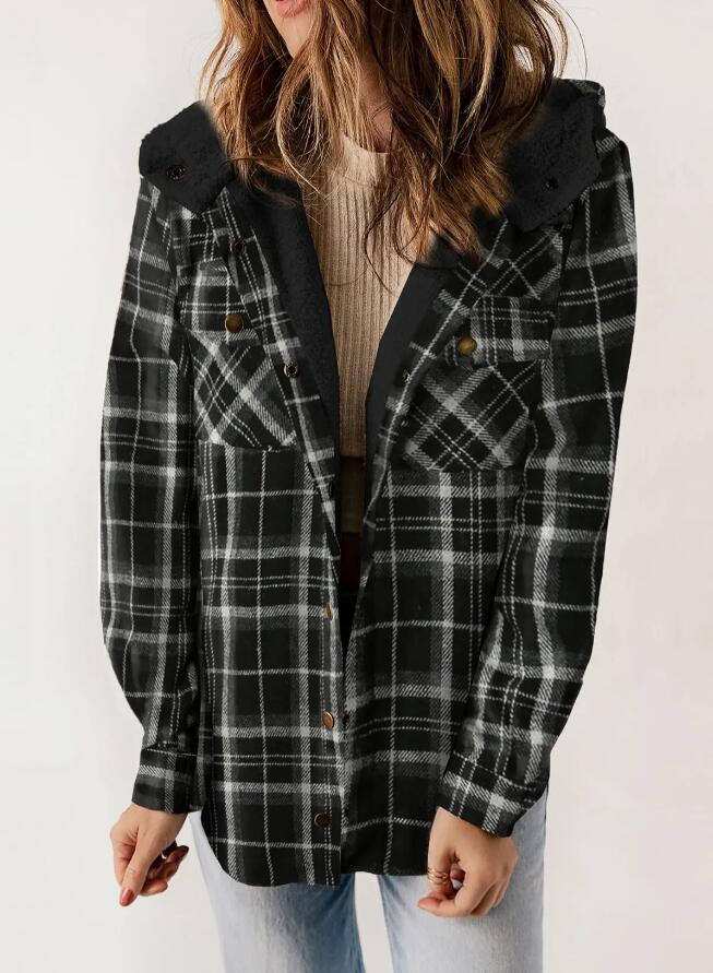 Amelia | Women's Hooded Plaid Flannel Jacket for Fall and Winter