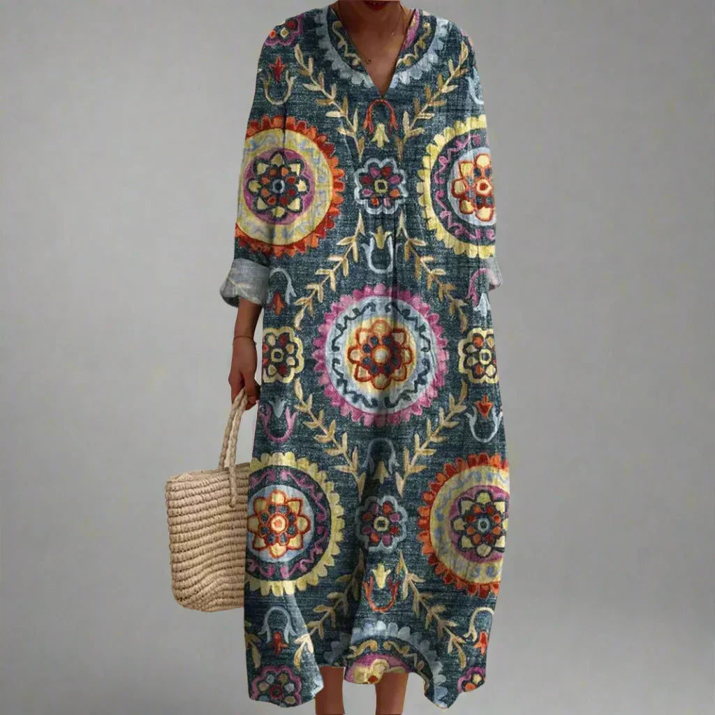 Ava | Women's Relaxed Geometric Midi Dress
