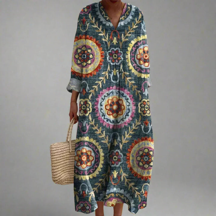 Ava | Women's Relaxed Geometric Midi Dress