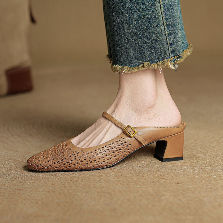 Arlen | Genuine Leather Mary Jane Mules