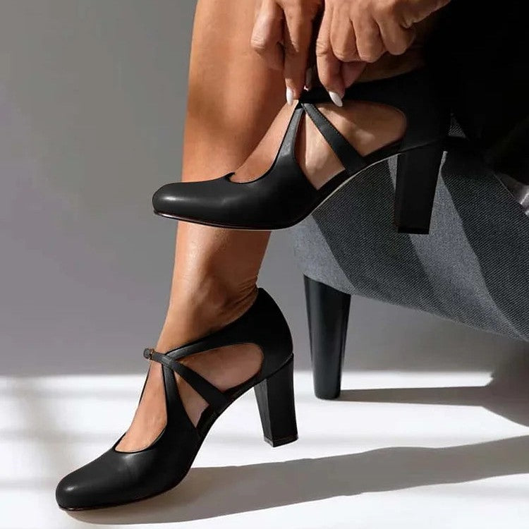 Camille | Elegant Leather Comfort Heels