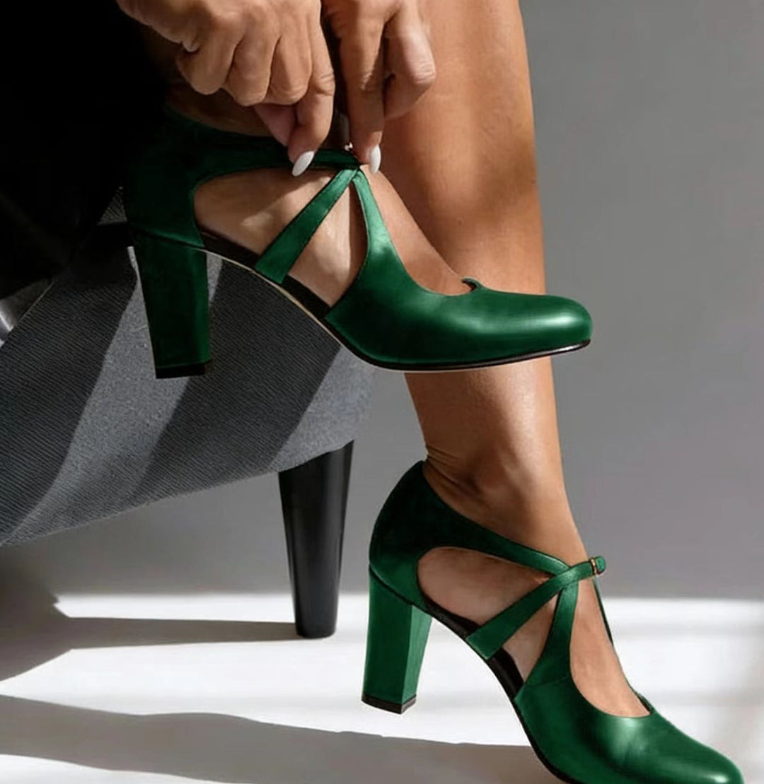 Camille | Elegant Leather Comfort Heels