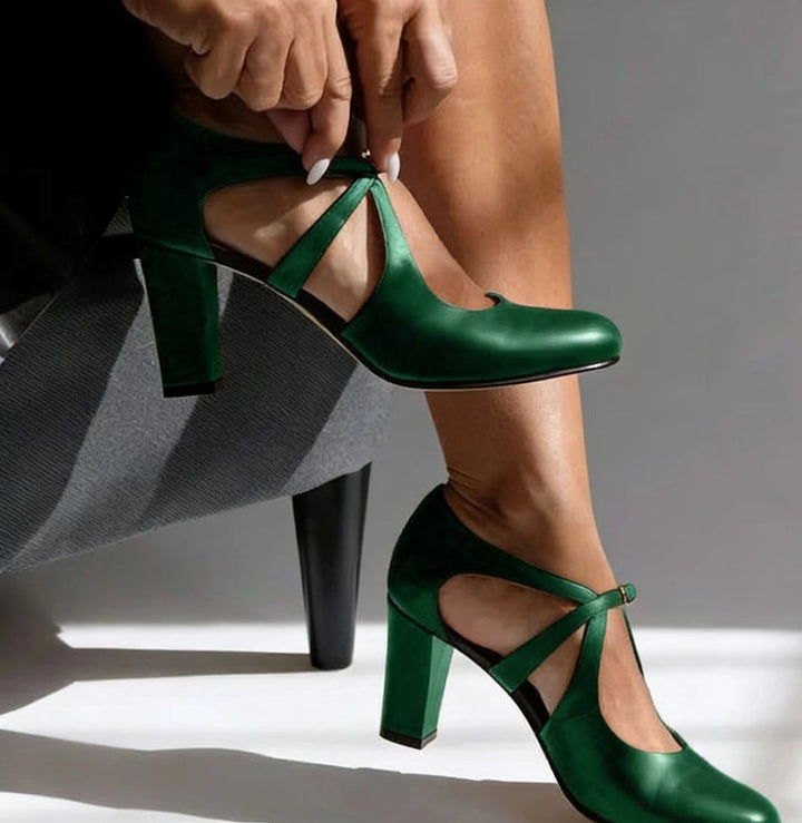 Camille | Elegant Leather Comfort Heels
