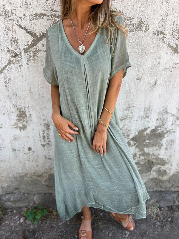 Amber | Women's Elegant V-Neck Midi Dress