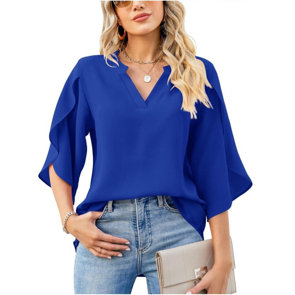 Leni | Women's Longline Relaxed Elegant V-Neck Top