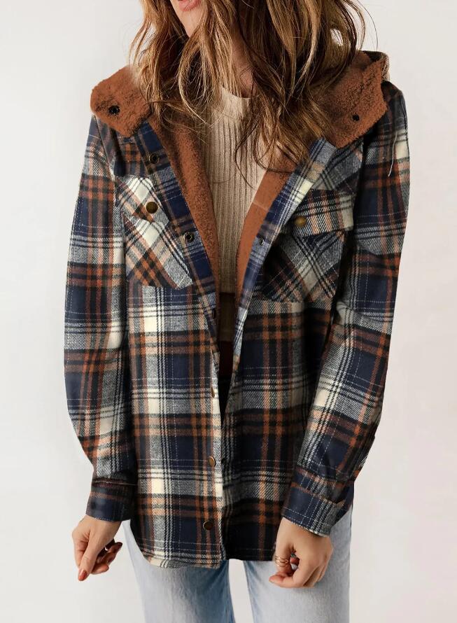 Amelia | Women's Hooded Plaid Flannel Jacket for Fall and Winter