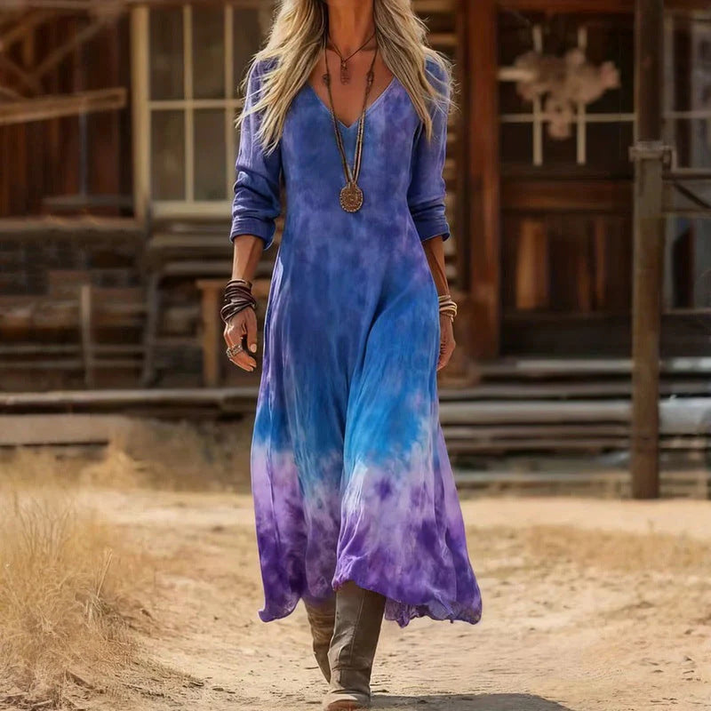 Bea | Women's Vintage-Inspired Long Sleeve Casual Maxi Dress