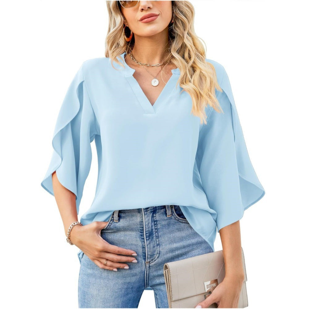 Leni | Women's Longline Relaxed Elegant V-Neck Top