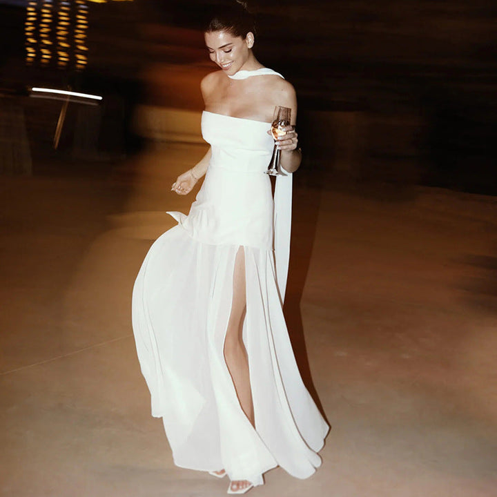 Ariadne | Women's Strapless Patchwork Asymmetrical Maxi Dress