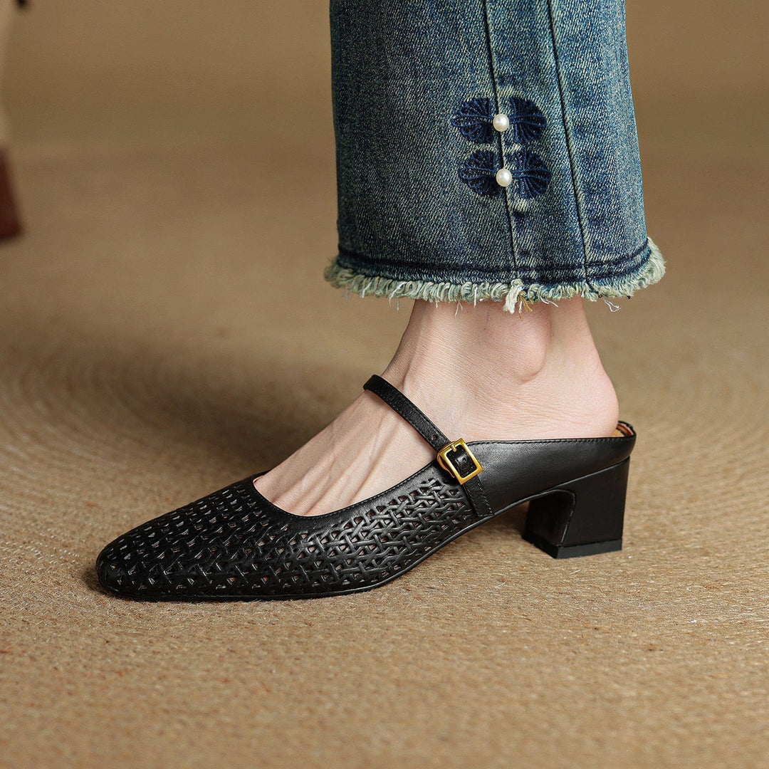 Arlen | Genuine Leather Mary Jane Mules