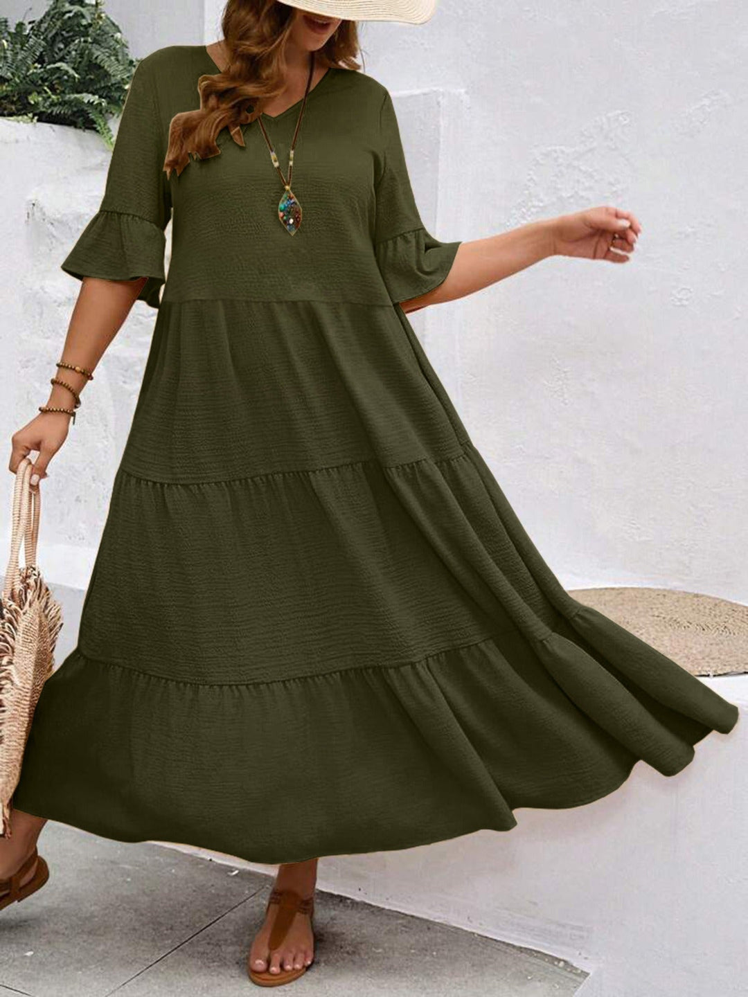 Avelisse | Women's Graceful Flowy Maxi Dress with Ruffle Detail