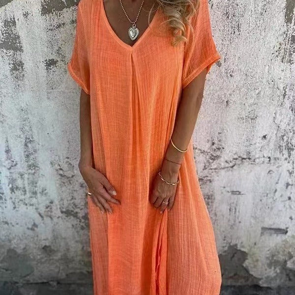 Amber | Women's Elegant V-Neck Midi Dress