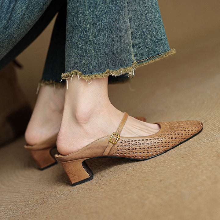 Arlen | Genuine Leather Mary Jane Mules