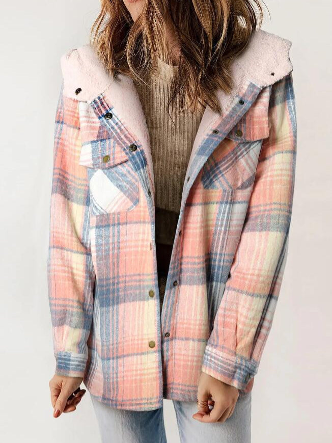 Amelia | Women's Hooded Plaid Flannel Jacket for Fall and Winter