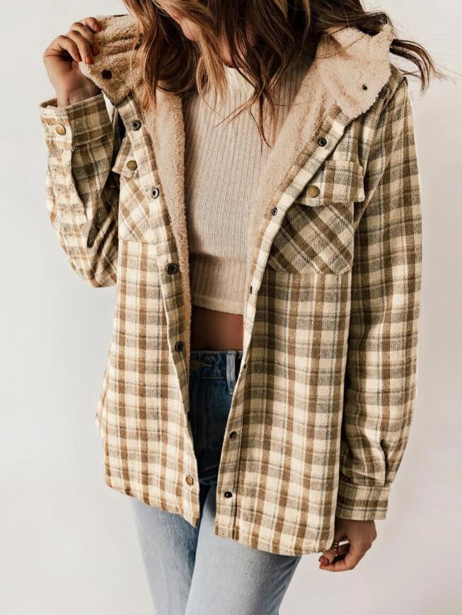 Amelia | Women's Hooded Plaid Flannel Jacket for Fall and Winter