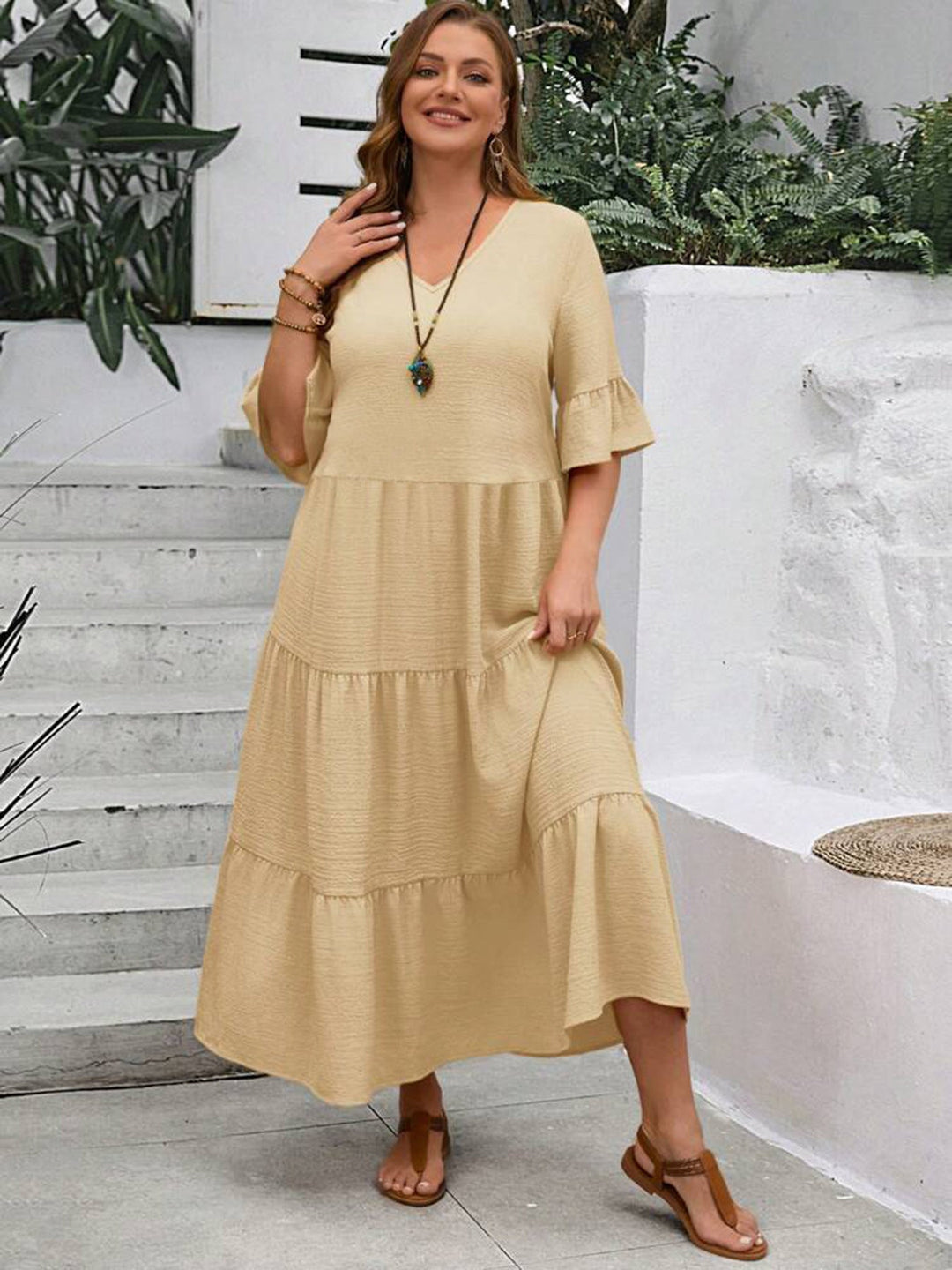 Avelisse | Women's Graceful Flowy Maxi Dress with Ruffle Detail