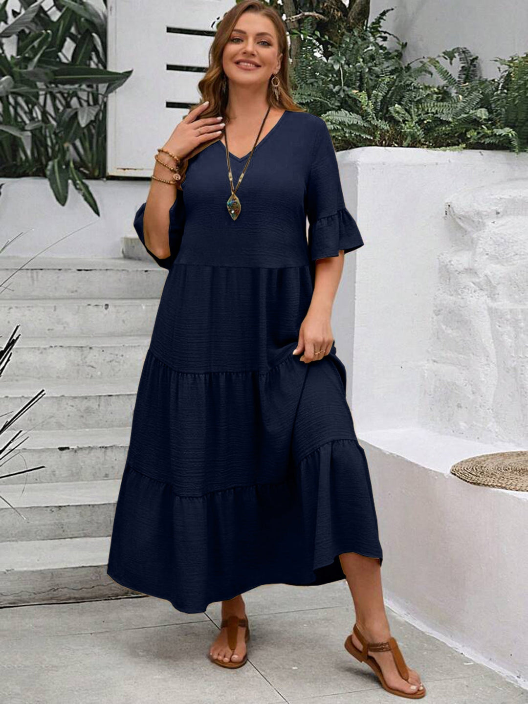 Avelisse | Women's Graceful Flowy Maxi Dress with Ruffle Detail