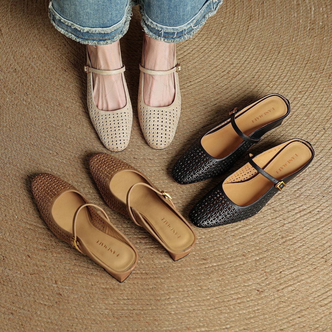 Arlen | Genuine Leather Mary Jane Mules