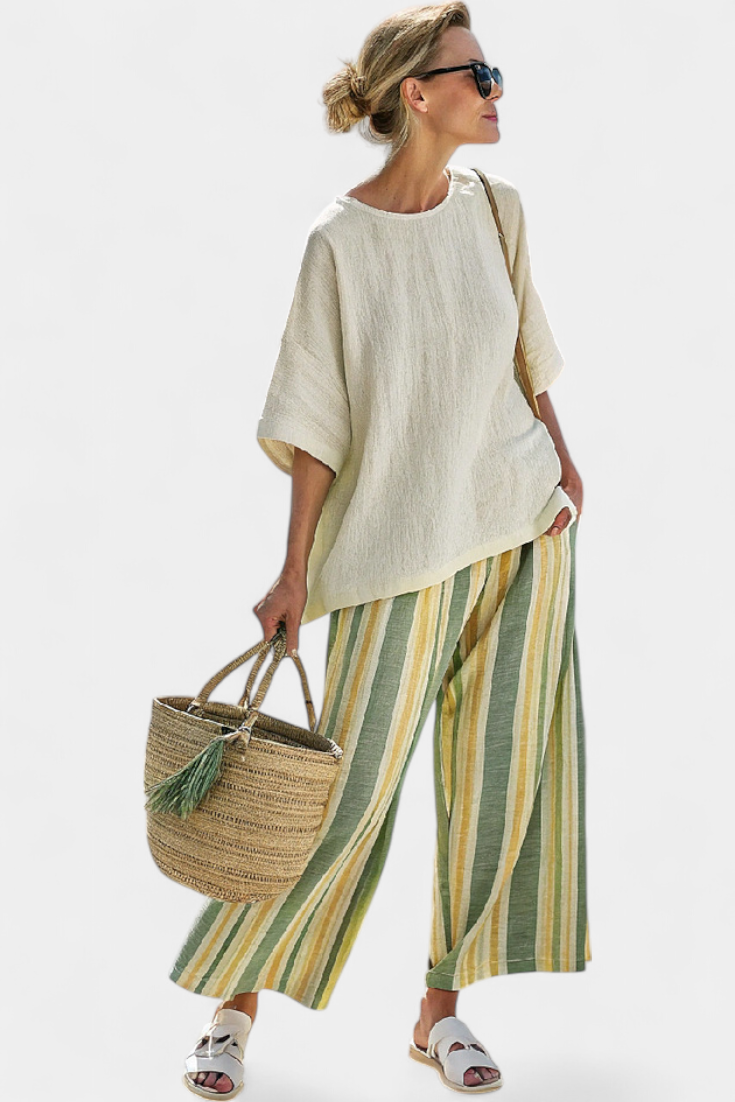 Caterina | Women's Relaxed sophisticated top and striped trousers