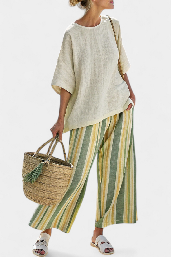 Caterina | Women's Relaxed sophisticated top and striped trousers