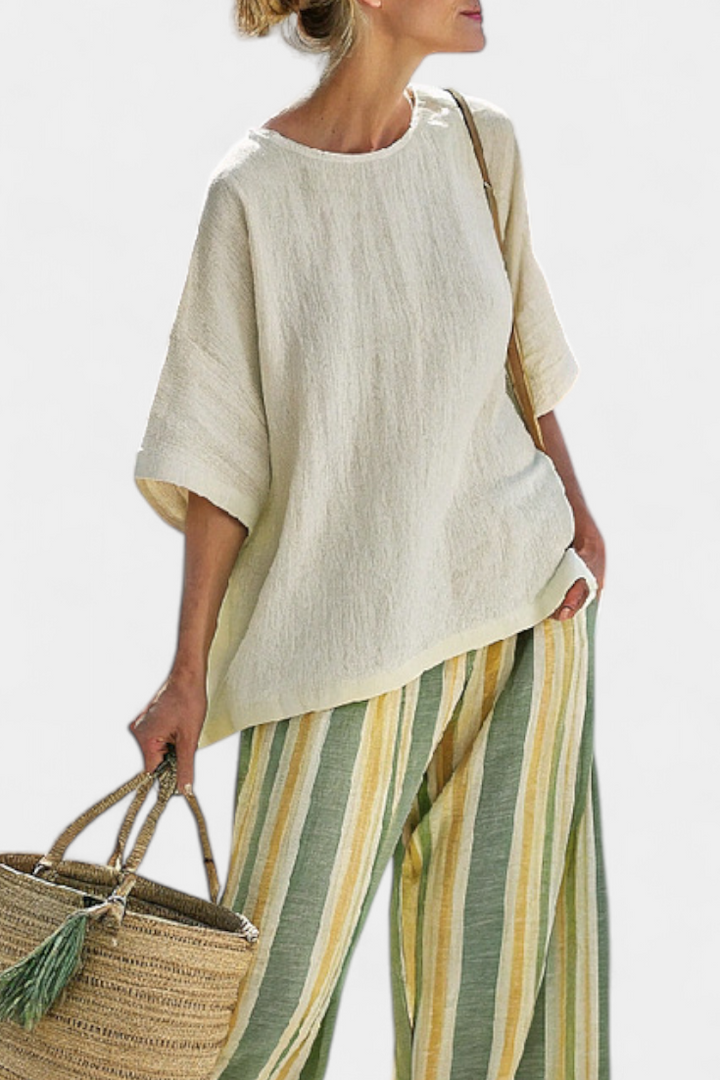 Caterina | Women's Relaxed sophisticated top and striped trousers