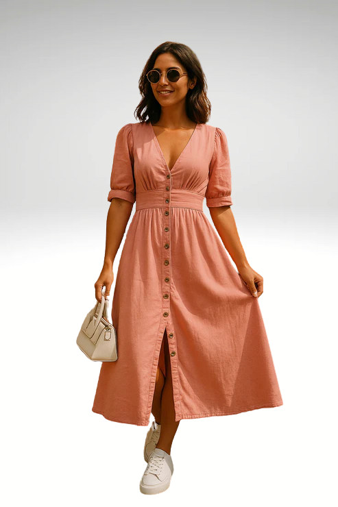 Amira | Women's Relaxed Elegant Denim Midi Dress