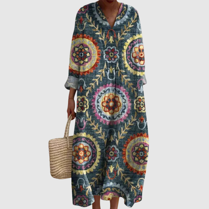 Ava | Women's Relaxed Geometric Midi Dress