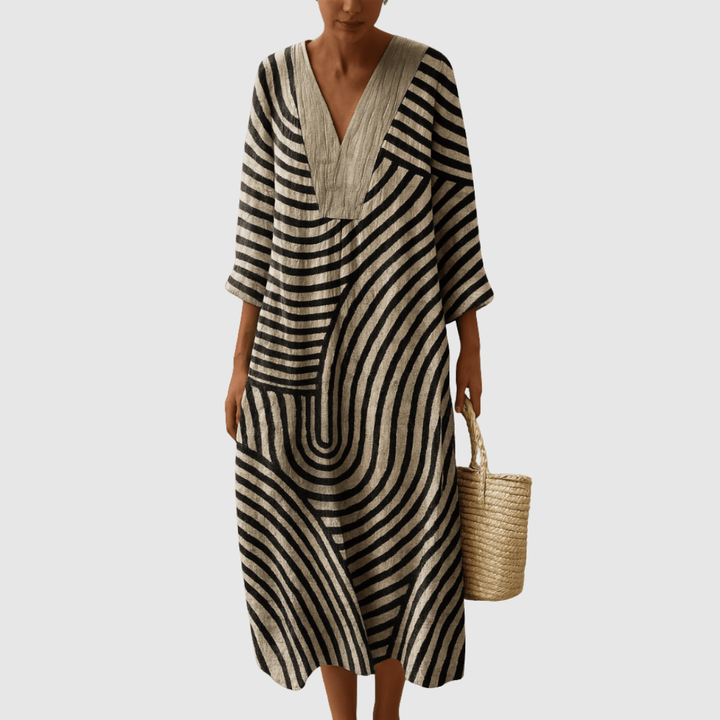 Ava | Women's Striped Relaxed View Midi Dress