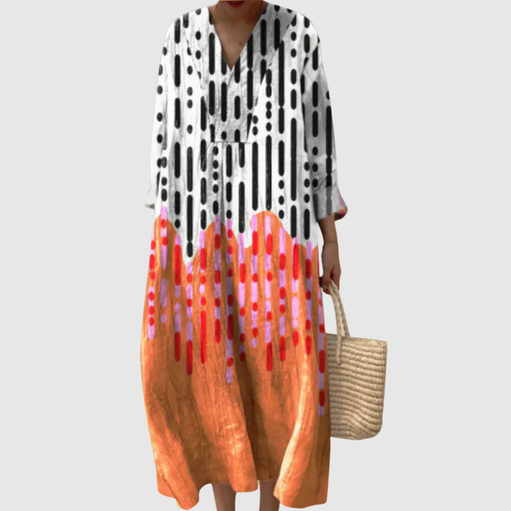 Lily | Women's Relaxed Geometric Tunic Midi Dress