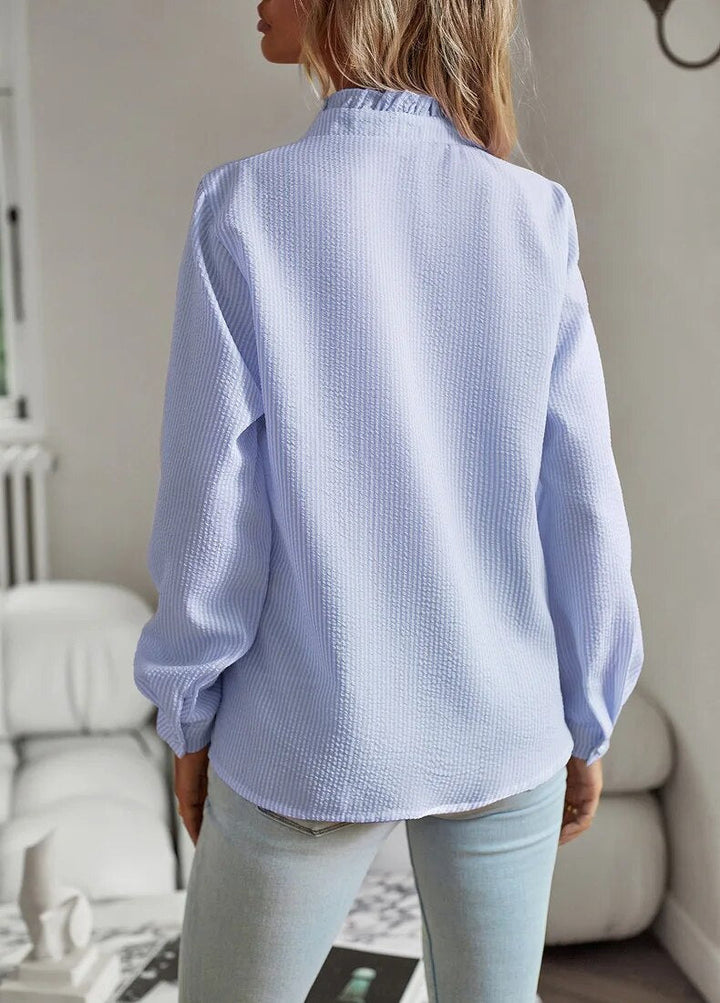 Belle | Women's Elegant Polo Blouse with Ruffle Detail