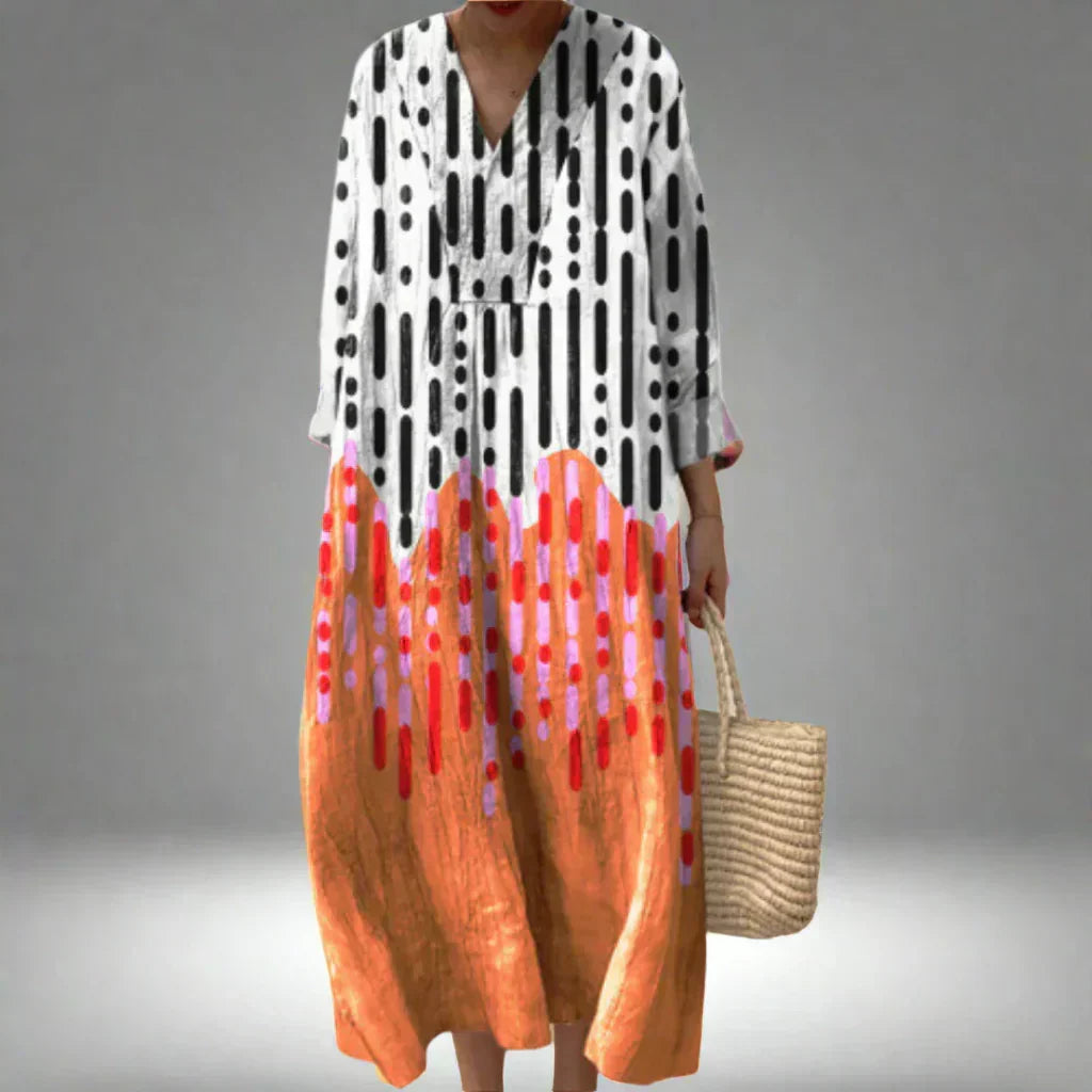 Lily | Women's Relaxed Geometric Tunic Midi Dress
