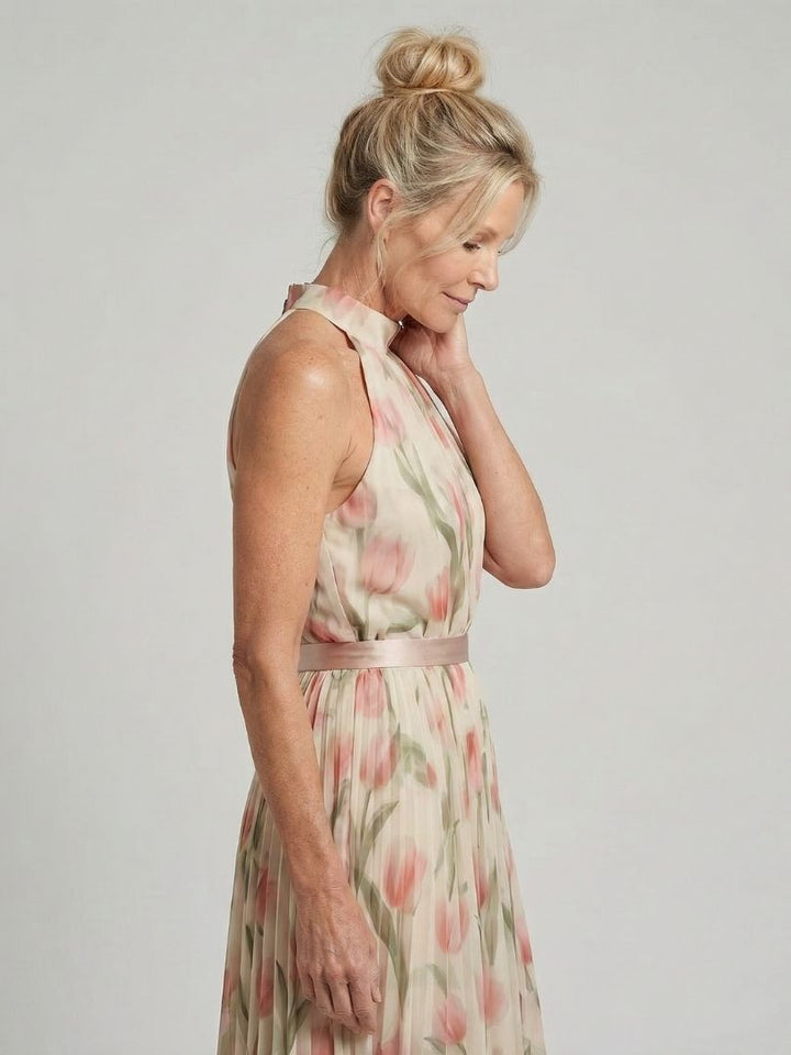 Aurelle | Women's Halter Neck Floral Midi Dress