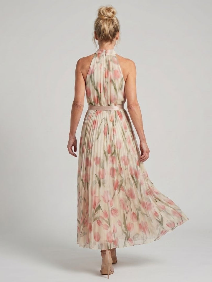 Aurelle | Women's Halter Neck Floral Midi Dress